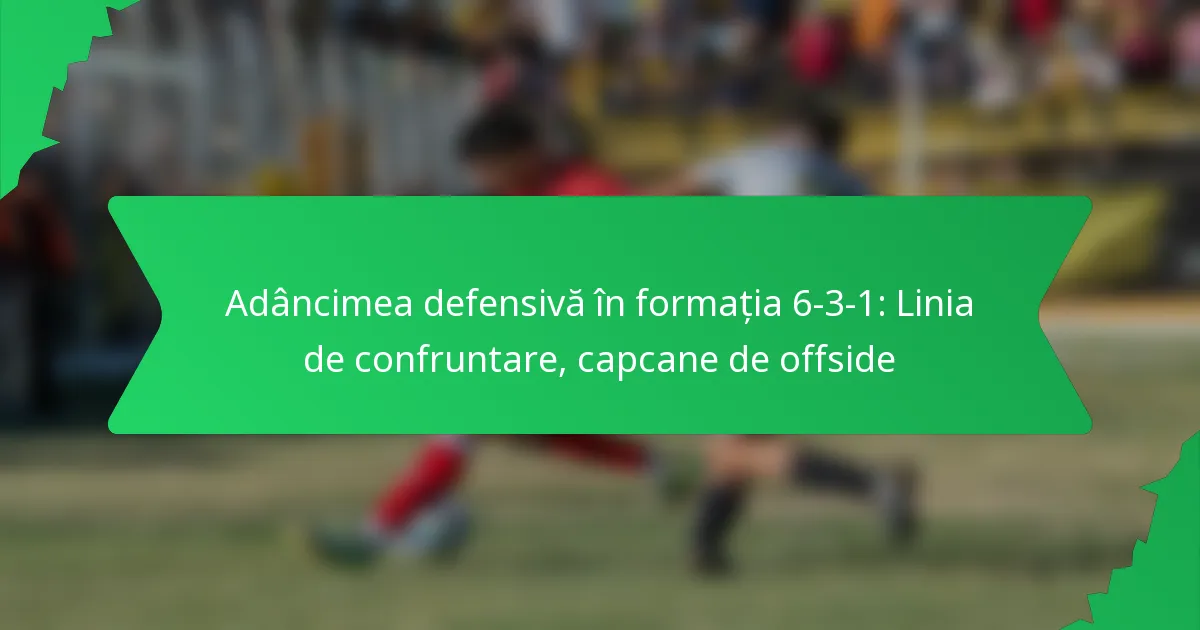 Adâncimea defensivă în formația 6-3-1: Linia de confruntare, capcane de offside