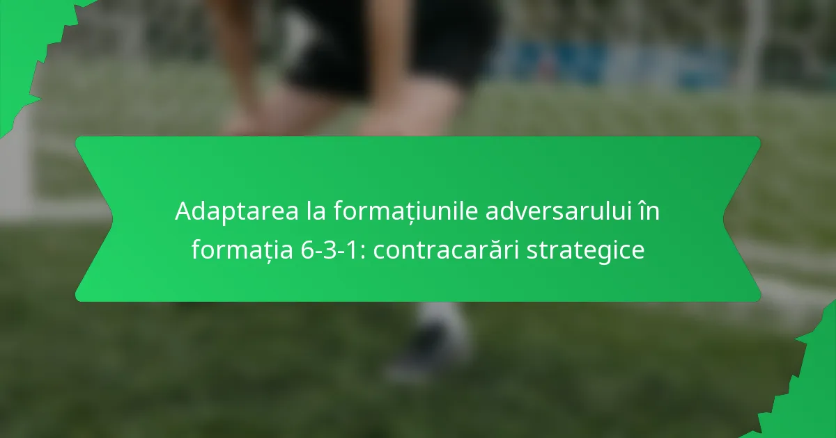 Adaptarea la formațiile adversarilor în formația 6-3-1: Contramăsuri strategice
