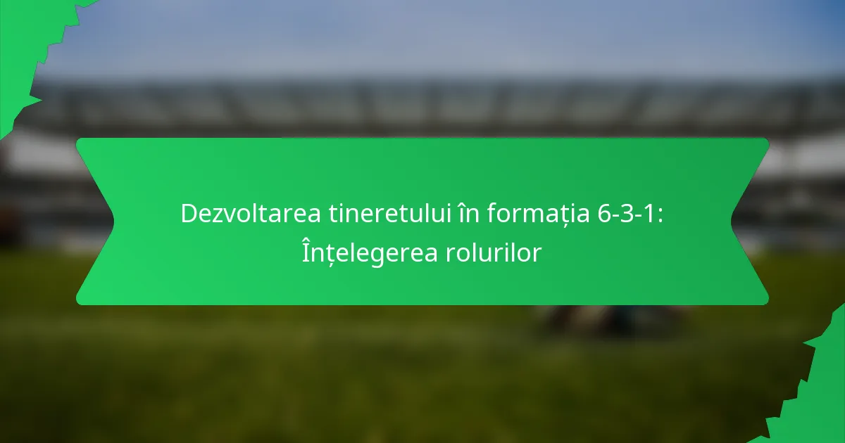 Dezvoltarea tineretului în formația 6-3-1: Înțelegerea rolurilor