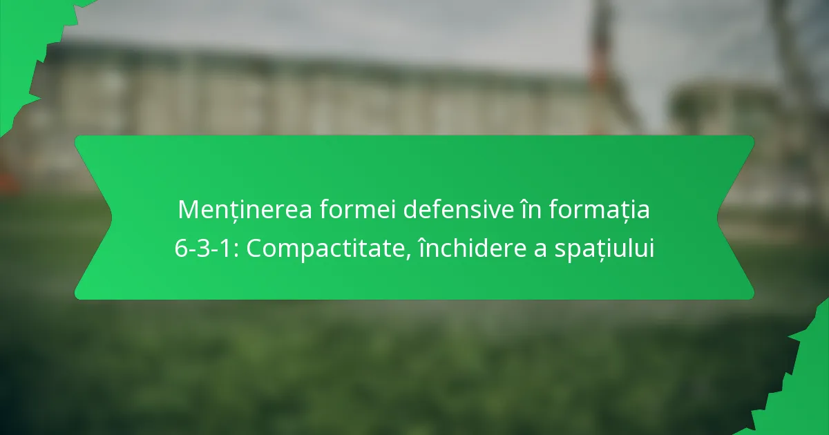 Menținerea formei defensive în formația 6-3-1: compactitate, închidere a spațiilor