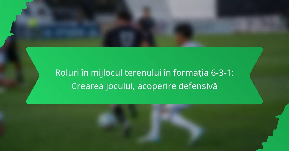 Rolurile din mijlocul terenului în formația 6-3-1: Crearea jocului, acoperire defensivă
